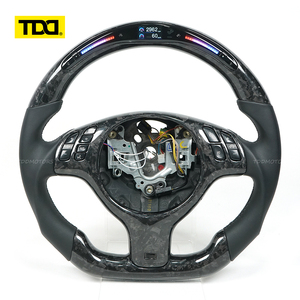Volant en cuir suédé italien personnalisé TDD, en fibre de carbone forgée, compatible avec BMW E46 M3 M5 E46 E39 X5 E53 Z3 E36 - Product Image 1