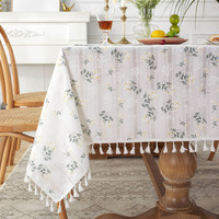 Nappe rectangulaire jacquard géométrique en coton pur, style pastoral floral, anti-poussière, personnalisable pour usage domestique