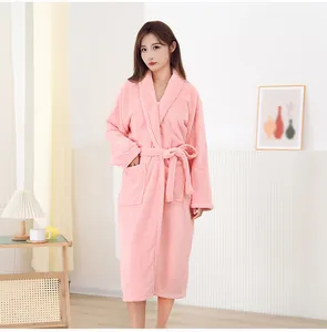 High Quality Personalized Fleece Hotel Robe Women's Sleepwear Dressing Oversize Thick Microfiber Hooded Bathrobe