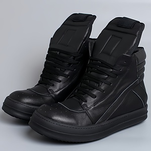 2026 Qualité supérieure Chaussures pour hommes et baskets basses pour femmes noires à lacets de luxe de créateur Owens en cuir à semelle épaisse décontractées plates ricks Boots - Product Image 5