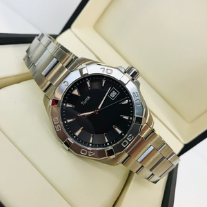 นาฬิกาข้อมือผู้ชายหน้าปัดสีดำเรียบง่ายสไตล์ธุรกิจ พร้อมตัวเรือน กลไกควอตซ์ แสดงวันที่ หน้าปัดอนาล็อก สายสแตนเลส คริสตัลแซฟไฟร์ ขนาด 20 มม. - Product Image 2