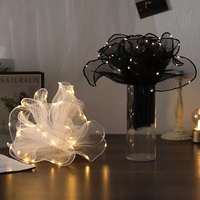 Bouquet de fleurs lumineuses LED pour la Saint-Valentin, emballage en papier maillé, matériel d'emballage pour les fournitures de fleuristes, emballage cadeau, cadeaux de fête