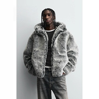 Nouvelle Veste d'Hiver 2026 pour Homme à Capuche en Fausse Fourrure, Manteau Épais en Peluche Polyvalent avec Fermeture Éclair et Poches