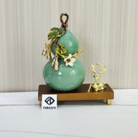 Sculpture de table en céramique en forme de gourde 26x23x11 cm, décor porte-bonheur pour entrée, armoire, bureau, hall d'hôtel, cadeau d'affaires DDP