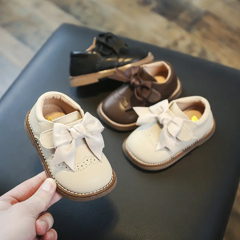 여자 봄 로우 탑 신발 어린이 가을과 겨울 새로운 단일 신발 캐주얼 소프트 하단 영국 아기 유아 유행 신발