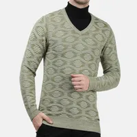 Men's Long-Sleeve Knitted Wool Pullover, Black Patchwork