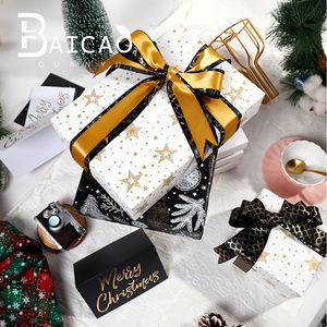 กระดาษห่อของขวัญคริสต์มาสพรีเมียมแบบใหม่ พร้อมลายปั๊มฟอยล์ทองและเอฟเฟกต์โฟม ขายส่ง - Product Image 2