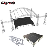 Sistema de armazón de techo de aluminio para escenario móvil negro plateado OEM, armazón de iluminación de perno cuadrado para eventos de conciertos