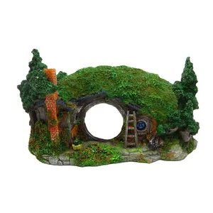 Hobbit Paesaggio In Miniatura Collina Fata Foro Idee Arredamento casa Maniero per Acquari Rettile Scatola di Riparo Ornamento