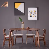 लक्जरी खाने की मेज नॉर्डिक शैली समकालीन फर्नीचर आयत लकड़ी खाने की मेज और कुर्सी