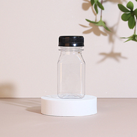 Bouteilles de jus en plastique PET carrées françaises de 16 oz avec bouchons noirs inviolables, contenants transparents de 500 ml pour jus pressé à froid