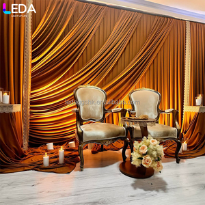 LEDA Weddings <b>Parties</b> <b>Backdrop</b> Decor High-end Luxury Style Brown Fabric Curtain Background - Product Image 4