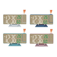 Nouvelle Horloge Réveil à Projection LED Numérique, Design Cartoon, Surface en Bambou, Thermomètre, Calendrier Perpétuel, Grande Taille, Idéale pour l'Export