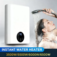 Chauffe-eau électrique mural instantané sans réservoir, mini, avec affichage LED, en plastique, étanche IPX4, pour hôtel et usage domestique, douche rapide