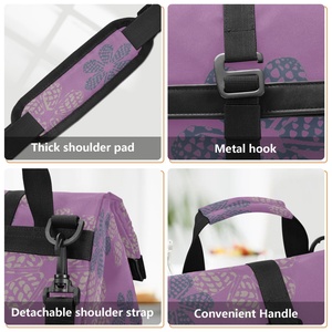 Sac isotherme de transport pour repas en cuir PU hawaïen, motif coquille conique violette, impression personnalisée, sacs à déjeuner réutilisables - Product Image 4