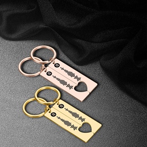 Diy Laser Logo Shape Keyring <b>Blank</b> Metal Stainless Steel Heart Keychain - Product Image 2
