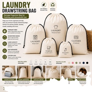 Large Sport Eco-Friendly Waterproof Cotton Canvas <b>Drawstring</b> <b>Bag</b> for Gym Swimming <b>Laundry</b> Storage Household Use Custom Logo OEM - Product Image 1