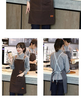 Tablier de cuisine en toile de coton noir avec logo personnalisé imprimé, pour restaurant, barman, chef, barista, cuisinier