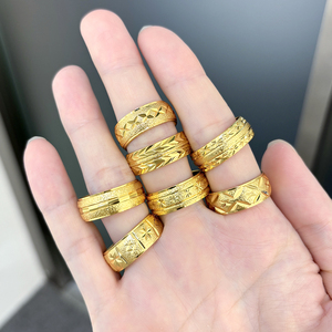 JXX Joyería al por Mayor, Anillos o Alianzas <span class=keywords><strong>de</strong></span> Boda Chapados <span class=keywords><strong>en</strong></span> <span class=keywords><strong>Oro</strong></span> <span class=keywords><strong>de</strong></span> 24K, Patrón Irregular, Varios Estilos Modernos - Product Image 1