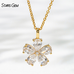 จี้เพชรทรงหยดน้ำ 1.32 กะรัต ขนาด 3.5*5.5 มม. จาก Starsgem เพชรเลี้ยงในห้องปฏิบัติการ รูปทรงกลีบดอกไม้ คลาสสิก สำหรับทุกเพศ สร้อยคอทองคำ 18K พร้อมจี้เพชร - Product Image 1