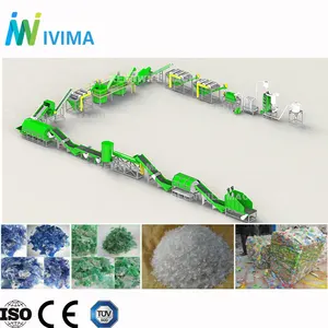 Ivima 300-3000kgh plastic PET bottle recycling and hot washing line for making bottle flakes