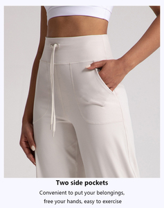 Pantalon de sport taille haute XW-CK055 pour femme, coupe ample, jambe large, personnalisable avec logo, idéal pour le yoga, le fitness et les activités de plein air, grandes tailles disponibles - Product Image 3