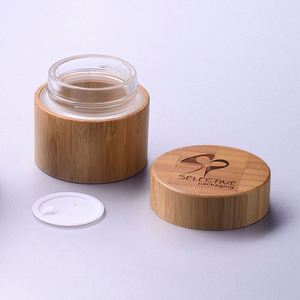<b>Bamboo</b> Cosmetic Jar Set for Face Cream Eye Cream Lotion & Lipstick 30g 50g Skin Care with Silk <b>Screen</b> Printing Glass Lining - Product Image 2