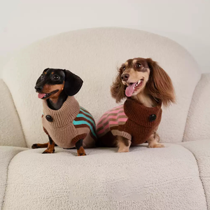 Pakaian hewan peliharaan desain khusus. Sweter rompi musim dingin hangat tebal Sweater Vintage bergaris klasik untuk natal anjing anjing Dachshunds. - Product Image 5