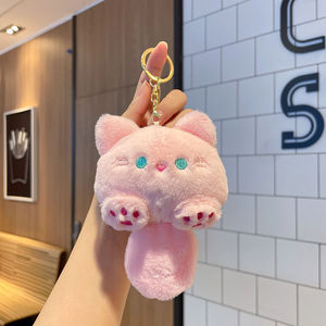 Nuevos llaveros de dibujos animados de Color Rosa lindo gatito gato personalizado Mini juguete de peluche almohada llavero - Product Image 4
