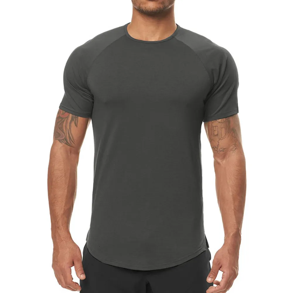 AI-MICH langes atmungsaktives Sport-T-Shirt mit privatem Logo-Design 100% Baumwolle Soft Plain Dark Color Sport-T-Shirt