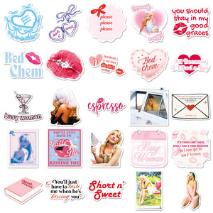 50 pièces mode <span class=keywords><strong>Sabrina</strong></span> charpentier chanteur Graffiti autocollants pour téléphone portable décor Album lyrique autocollant - Product Image 4
