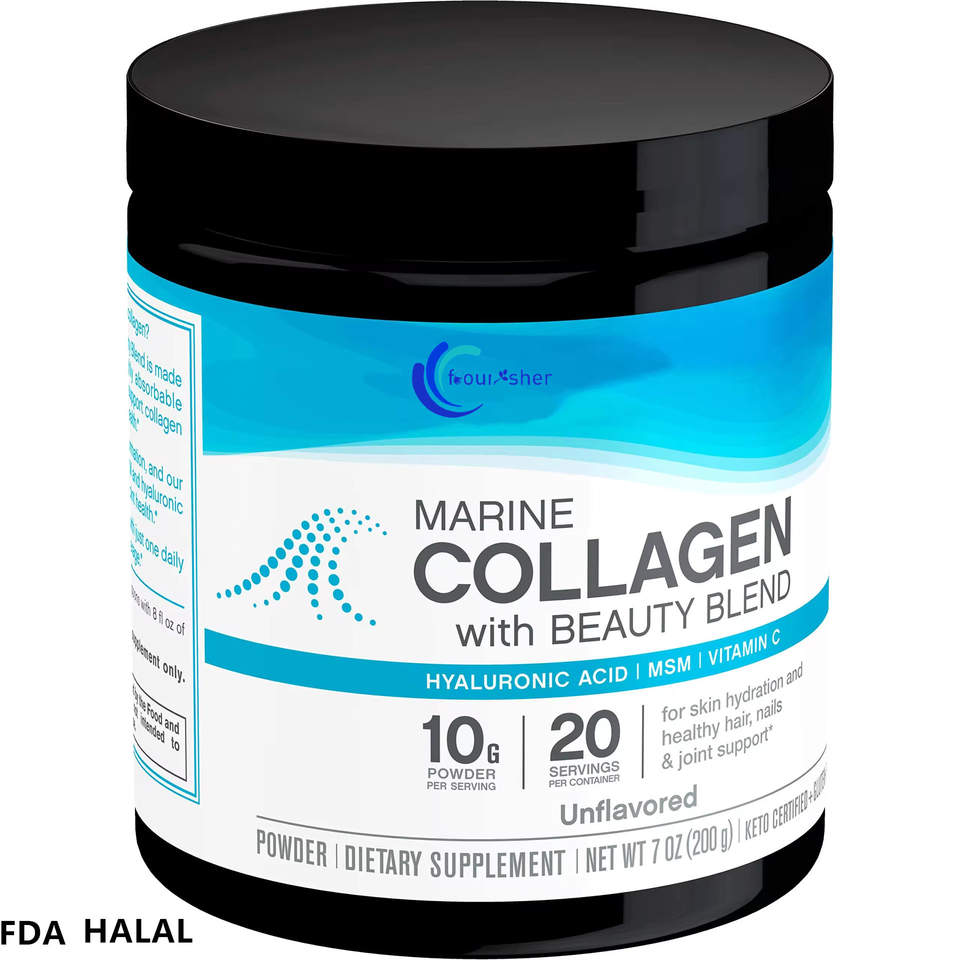 Premium 53% Hydrolyzed Marine Fish Collagen Powder Herbal Supplement For Anti-aging & Hydration Effective Beauty Product