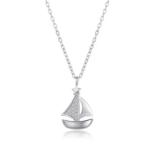 The new S925 Sterling Silver Lucky Sailing Boat has a smooth sailing exquisite personality luxury and joker charm necklace