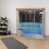 Ruang Sauna Dalam Ruangan Modern untuk 2-4 Orang, Spektrum Penuh, Inframerah Dekat dan Jauh, Terapi Cahaya Merah Low EMF, Sauna Kering dan Basah untuk Vila