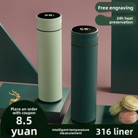 Thermos intelligent en acier inoxydable 316 avec surveillance de la température, séparation thé-eau, isolation thermique 6-12 heures, couleur Morandi