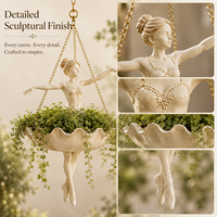 Pot de fleurs suspendu en résine professionnel, figurine de danseuse de ballet, pot décoratif, design artistique minimaliste, vente en gros, MOQ 10 pièces