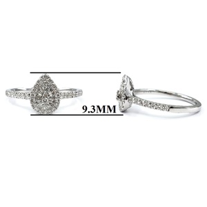 Bague en or blanc massif 18 carats avec diamants véritables taille brillant en forme de poire, sertie pavé, pour femme, idéale pour anniversaire ou mariage - Product Image 2