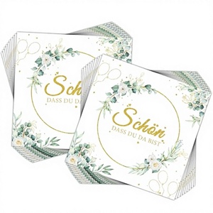 20 serviettes en papier vert eucalyptus 'Glad You're Here' 33x33cm pour la <span class=keywords><strong>décoration</strong></span> de <span class=keywords><strong>table</strong></span> d'anniversaire, de mariage, de baptême, de <span class=keywords><strong>communion</strong></span> - Product Image 3