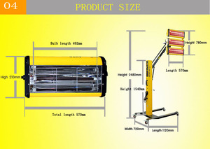Dẫn Hornet ba ống đèn mô hình hồng ngoại nóng sóng ngắn hồng ngoại xe sơn chữa thiết bị thạch anh Ống bóng đèn IR đèn - Product Image 2
