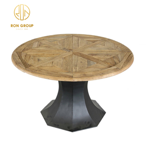 Đồ Nội Thất Thương Mại Phong Cách Châu Âu Mộc Mạc Cổ Điển Khai Hoang Bụng Lớn Thông Tròn Bàn Ăn Bằng Gỗ Rắn - Product Image 4