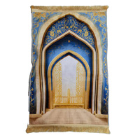 Muslimische Rechteckige Gebetsmatte Bodengebetsteppich 70x110cm Verdickte Memory-Schaum-Kniepolster Kristallvelours Bedruckt Rutschfest