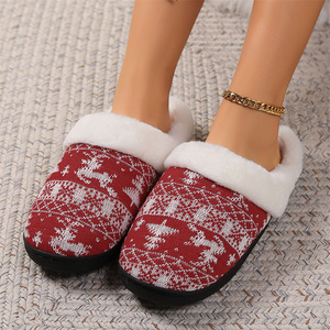 Latest Design Girls <strong>slippers</strong> Christmas Plush Slides <strong>Comfy</strong> Women's Knitted Sweater Collar Suede Knitting <strong>Slippers</strong> - Product Image 6
