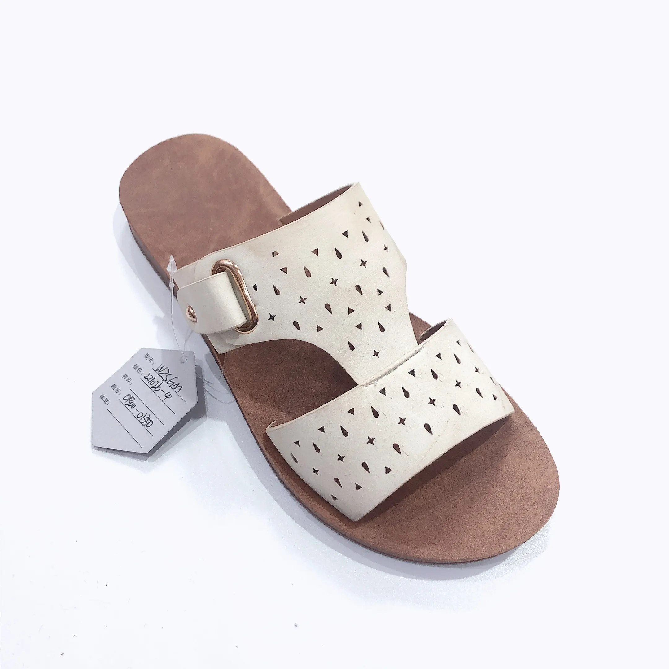 2023 New Design Womens Sandals Vegan Leather Slides for Women With Cushion Bounce Sole anti-slip Women's Flats