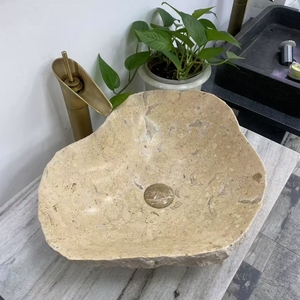 <span class=keywords><strong>Lavabo</strong></span> de cara de baño interior/exterior resistente al agua ecológico con forma irregular de mármol <span class=keywords><strong>Beige</strong></span> pulido de diseño moderno - Product Image 2