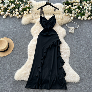corset black tie dress BLACK LACE SATIN MAXI CORSET DRESS