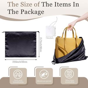 Sacs à cordon en satin de luxe de haute qualité pour sacs à main, chaussures, perruques, sacs de rangement anti-poussière en soie satinée avec logo personnalisé - Product Image 6