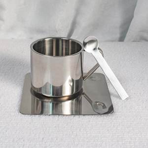 Juego de 3 Tazas de Café de Acero Inoxidable, Taza de Doble Pared Resistente al Calor con Platillo y Cuchara, Vajilla para Bebidas, Accesorios de Cocina y Cafetería - Product Image 2