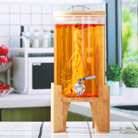 Cylindre en verre borosilicate de qualité alimentaire 8L transparent avec robinet, logo personnalisé moderne, distributeur d'eau et de thé, seau rafraîchissant d'été pour fêtes