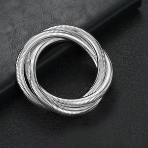 Bracciale a Catena Larga a Serpente Elastico da Donna, Tonalità Oro e Argento, Gioielli Moda Impilabili - Product Image 3
