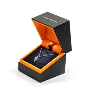 HIgh End Jewelry Box with <b>LED</b> Light and Custom logo Jewelry Flip Box Velvet Lining Ring Necklace Pendant Jewelry Box - Product Image 3